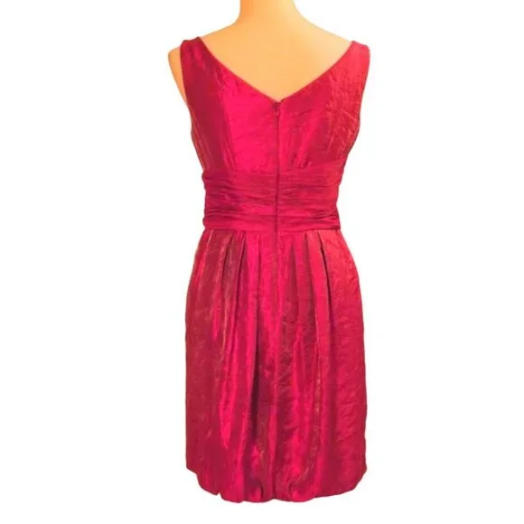 🆕MAX & CLEO (BCBG Max Azria) Bubble Hem Shimmer Metallic Pink Dress 6 - Picture 5 of 11